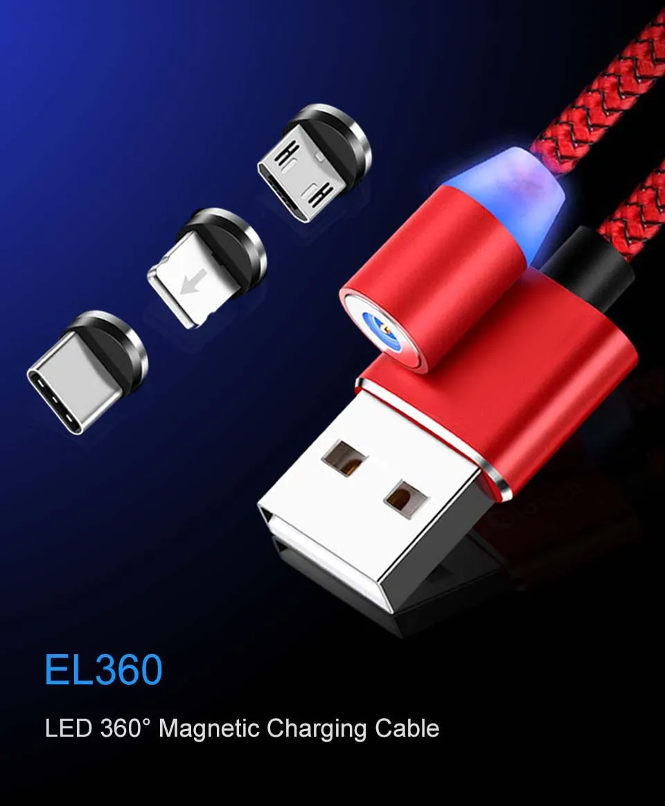 Магнитный кабель зарядный usb-кабель магнитный кабель Elough для зарядного устройства iPhone кабель Micro USB type C