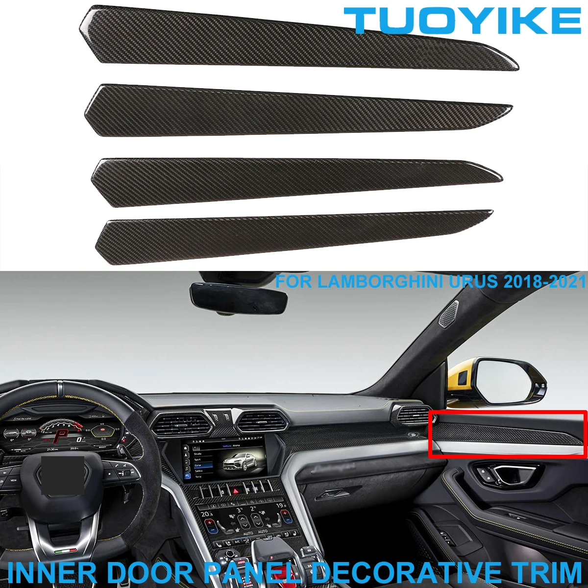 4 шт. декоративные наклейки для внутренней двери автомобиля Lamborghini Urus 2018-2021 |