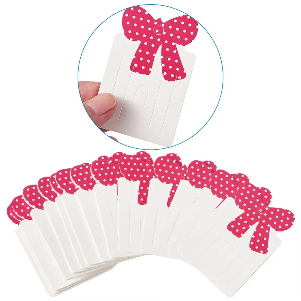100pcs Bowknot Hair Clip Display Paper Cards Jewelry Hair Accessories Display Holder Rectangle