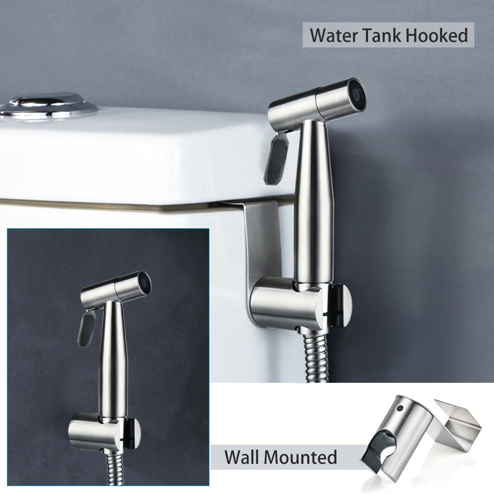 

Toilet Hand Held Bidet Sprayer Kit Brass Chrome Plated Bathroom Bidet Faucet Spray Shower Head With Hose & T-adapter & Holder