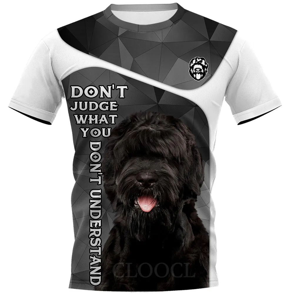 

CLOOCL Animal T-shirts 3D Graphic Don't Judge Black Russian Terrier Tees Pets Dog Pullovers Tops Harajuku T-shirt Men Clothing