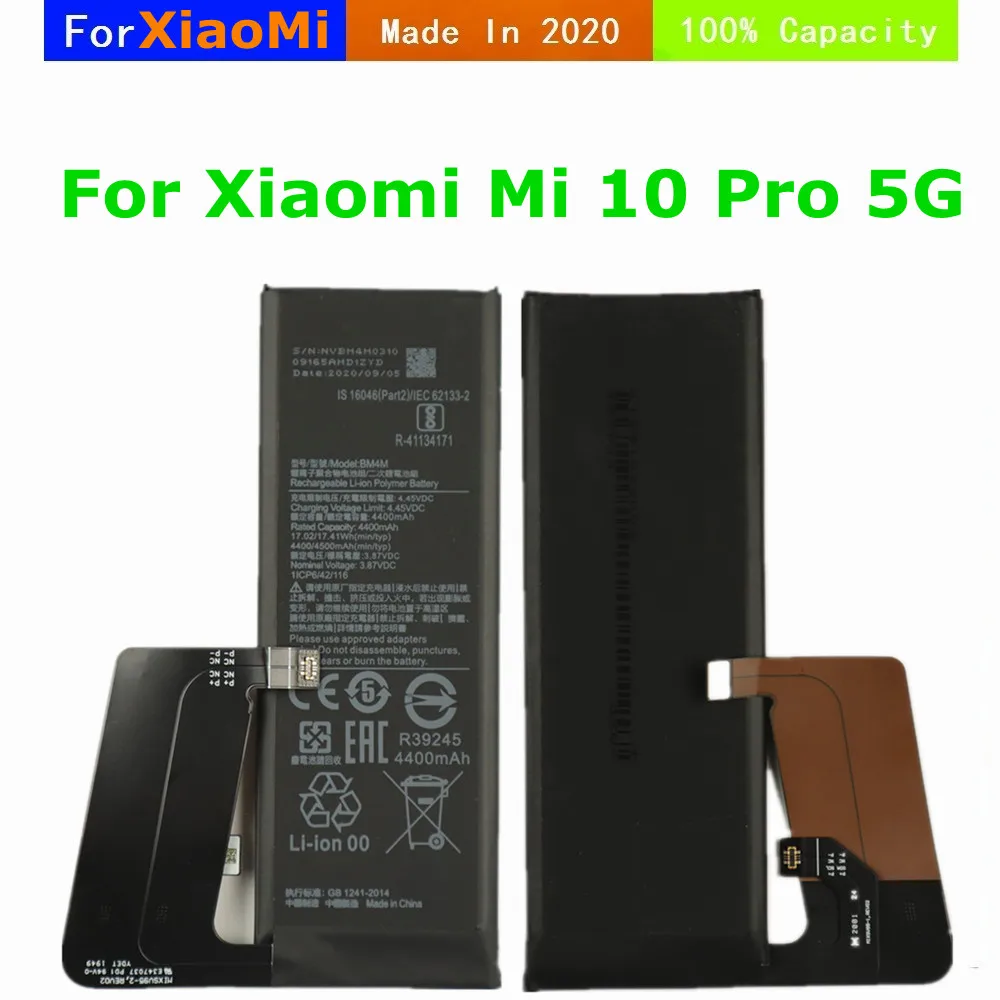 

2020 For Xiaomi Mi 10 Mi10 Pro Mobile Phone Battery 4400mAh BM4M 100% Capacity High Quality Replacement Batteria