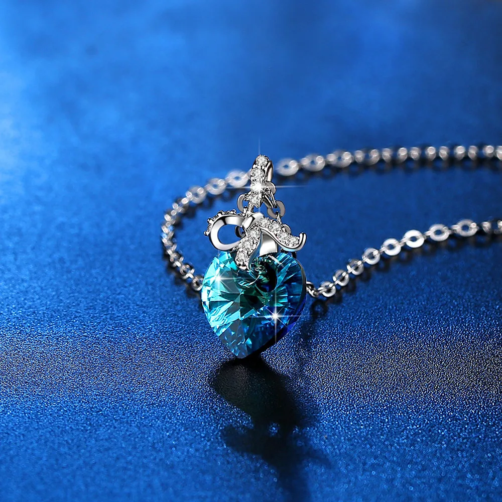 Ожерелье с кулоном женское ожерелье хорошее ювелирное изделие синее сердце
