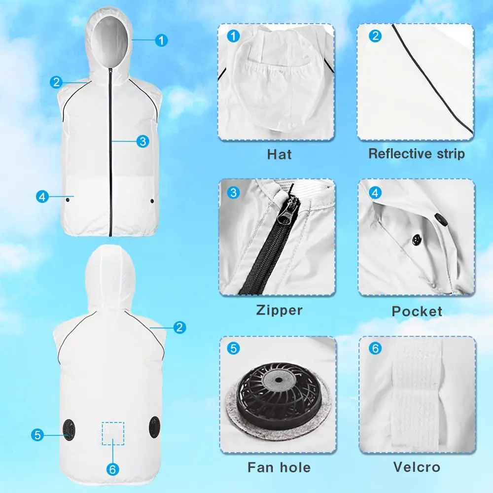 Светоотражающий Жилет ALDOVA для кондиционера летняя уличная Защита от солнца USB