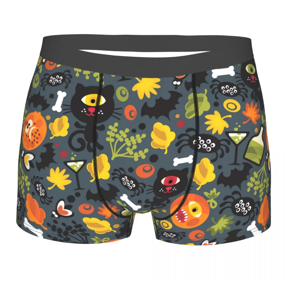 

Halloween Cat Pumpkin Underwear Funny Animals Pouch Hot Polyester Trunk Custom Cute Men Boxer Brief