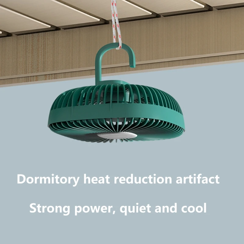 

95AF Portable 4 Wind Speed Tent Fan with 3 brightness LED Hanging Hook Ceiling Fans for Camper Car Home Office and more