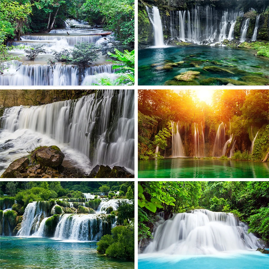 

Студийный Виниловый фон для фотосъемки с изображением течения реки солнечного света водопада леса пейзажа природных пейзажей