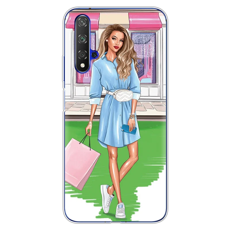 0clanqun Модные черно-коричневые накладки для мамы и дочки, для huawei Honor 20, чехол s 6,2", мягкие чехлы из ТПУ для huawei Honor 20 Pro, чехол - Цвет: 0clanqun