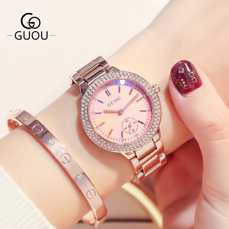 2021 New Quartz Watch Ladies Rose Gold Fashion Wrist Watches Diamond Stainless Steel Women Wristwatch Girls Female Clock Hours