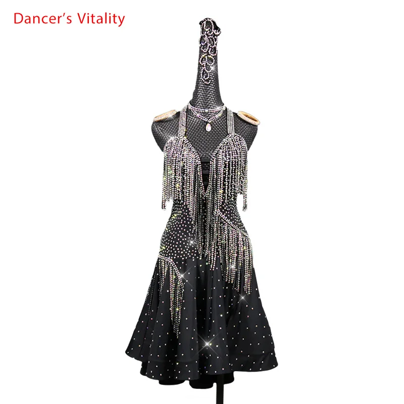 Новинка костюм для латинских танцев выступлений женский взрослых черный