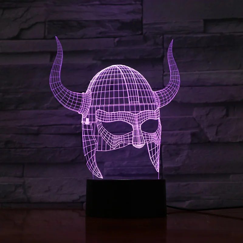Художественное украшение 3D лампа викингов шлемы визуальный световой эффект изменение цвета с дистанционным лучшим украшением Led ночник лампа