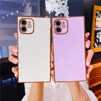 luxury gold plating bumper phone case for iphone 12 11 pro 7 8 plus xr xs max se2 square shockproof soft silicone tpu back cover
