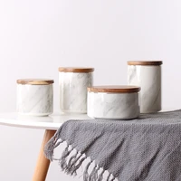 nordic marble sealed jar ceramic storage box with lid coffee flower tea candy sugar container decoration