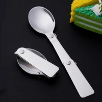 portable three folding stainless steel spoon for outdoor camping travel picnic