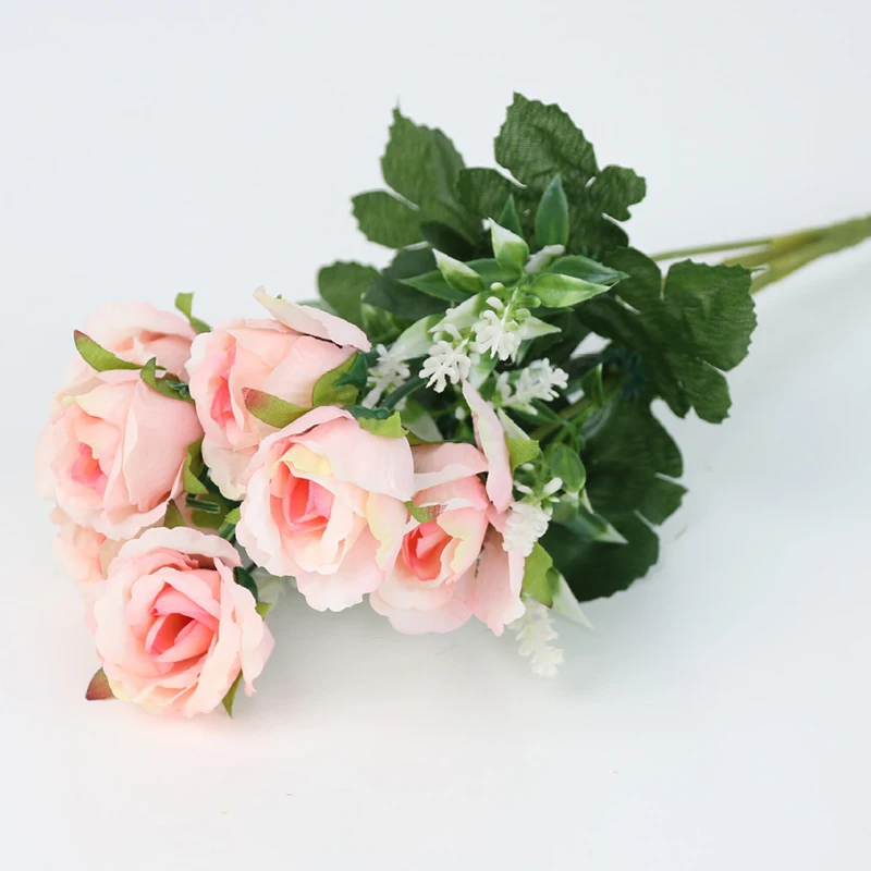 light pink 5 шт. искусственные розы цветы Свадебный букет из роз шелковые цветы для дома украшения аксессуары романтический свадебный Декор - Цвет: light pink