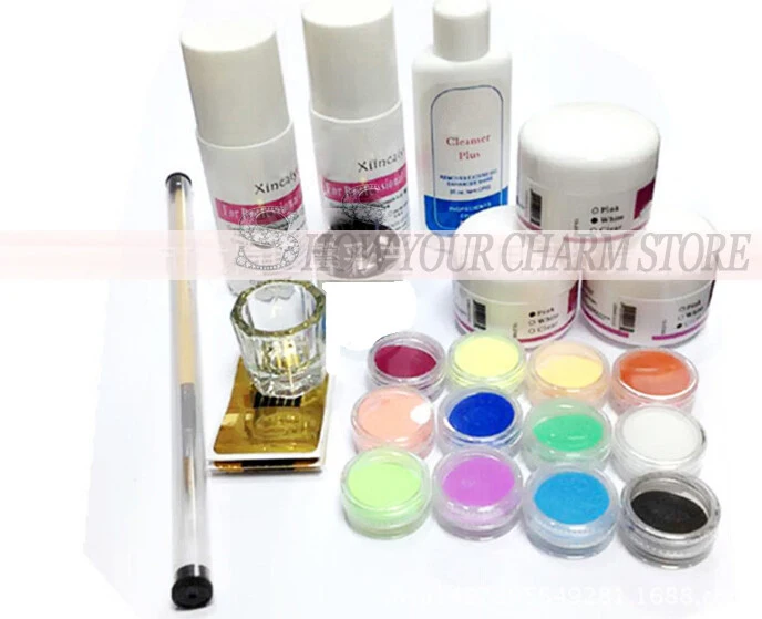 Маникюрный акриловый Гель лак для ногтей блестящий порошок набор пилочки с УФ