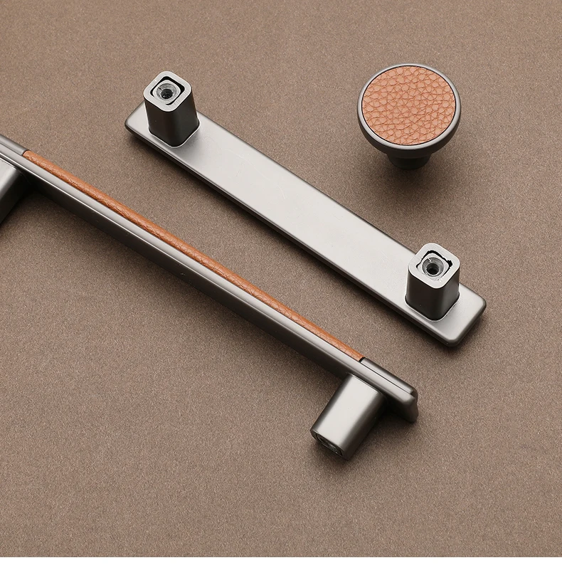 Кожаная ручка оранжевая светильник Роскошная дверная однотонная для шкафа