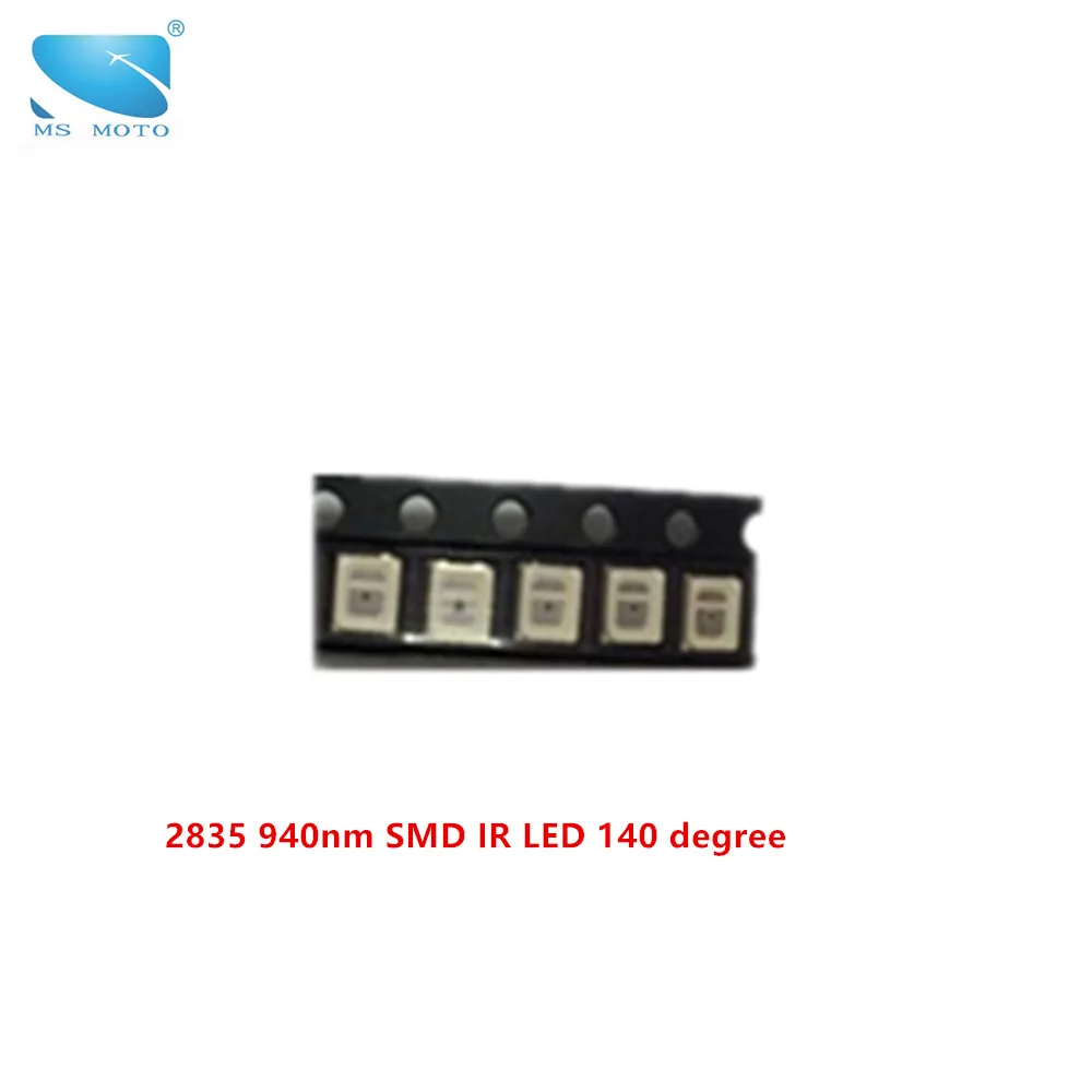 

5PCS/lot 0.2W SMD 940nm invisible Infrared LED IRLED 14mil chips 2835 Surface Mounted Devices 140 degree For Security camera