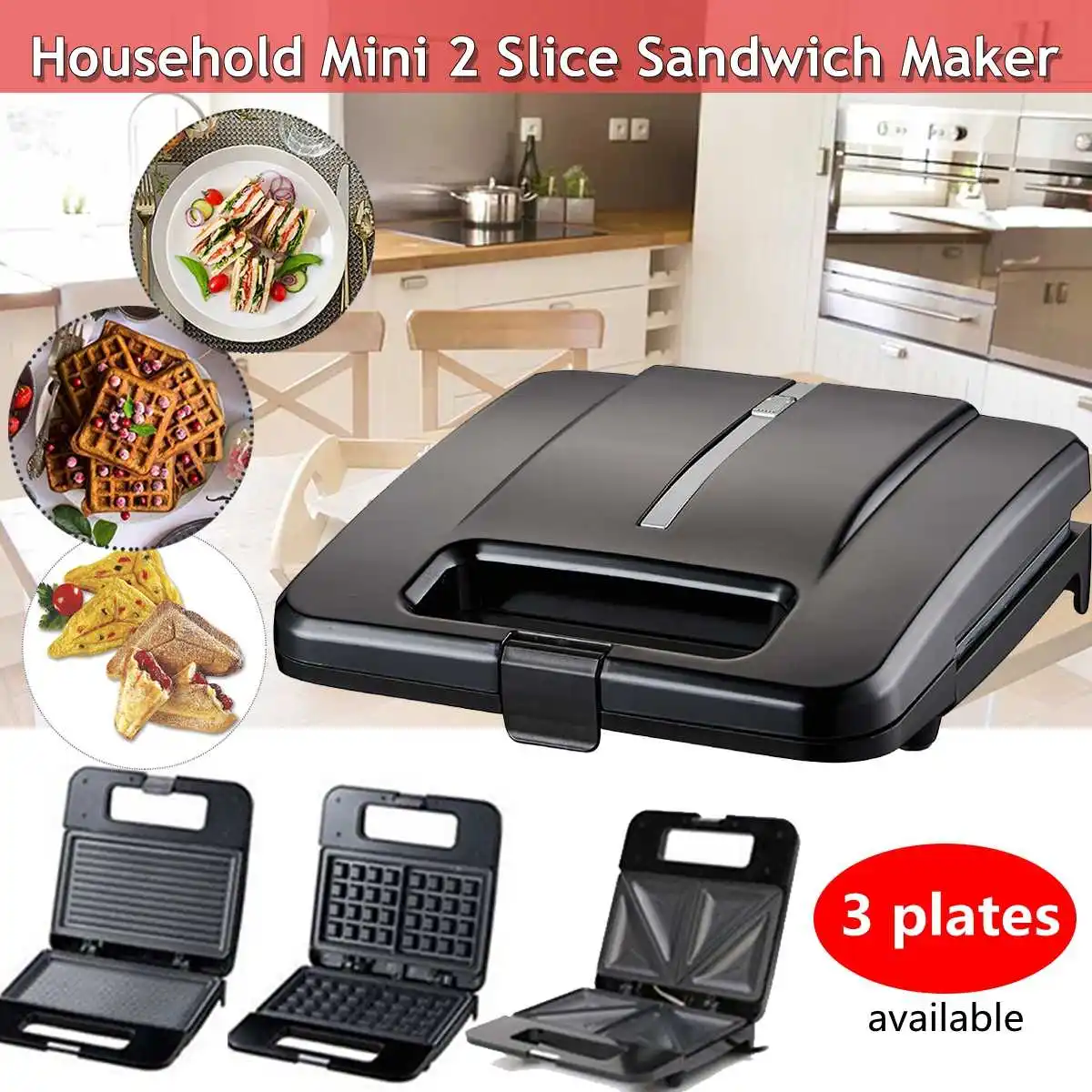 220V 70W Household Electric Cake Maker Sandwich Breakfast Machine Iron Toaster Baking Pan Oven Dropship | Бытовая техника