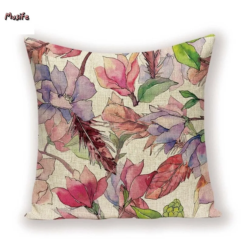 

Flower Pillowcase, Square Linen Soft Pillowcase, Bedroom Pillowcase, Family Hotel Car Decorative Pillowcase, Size 45cmx45cm ..