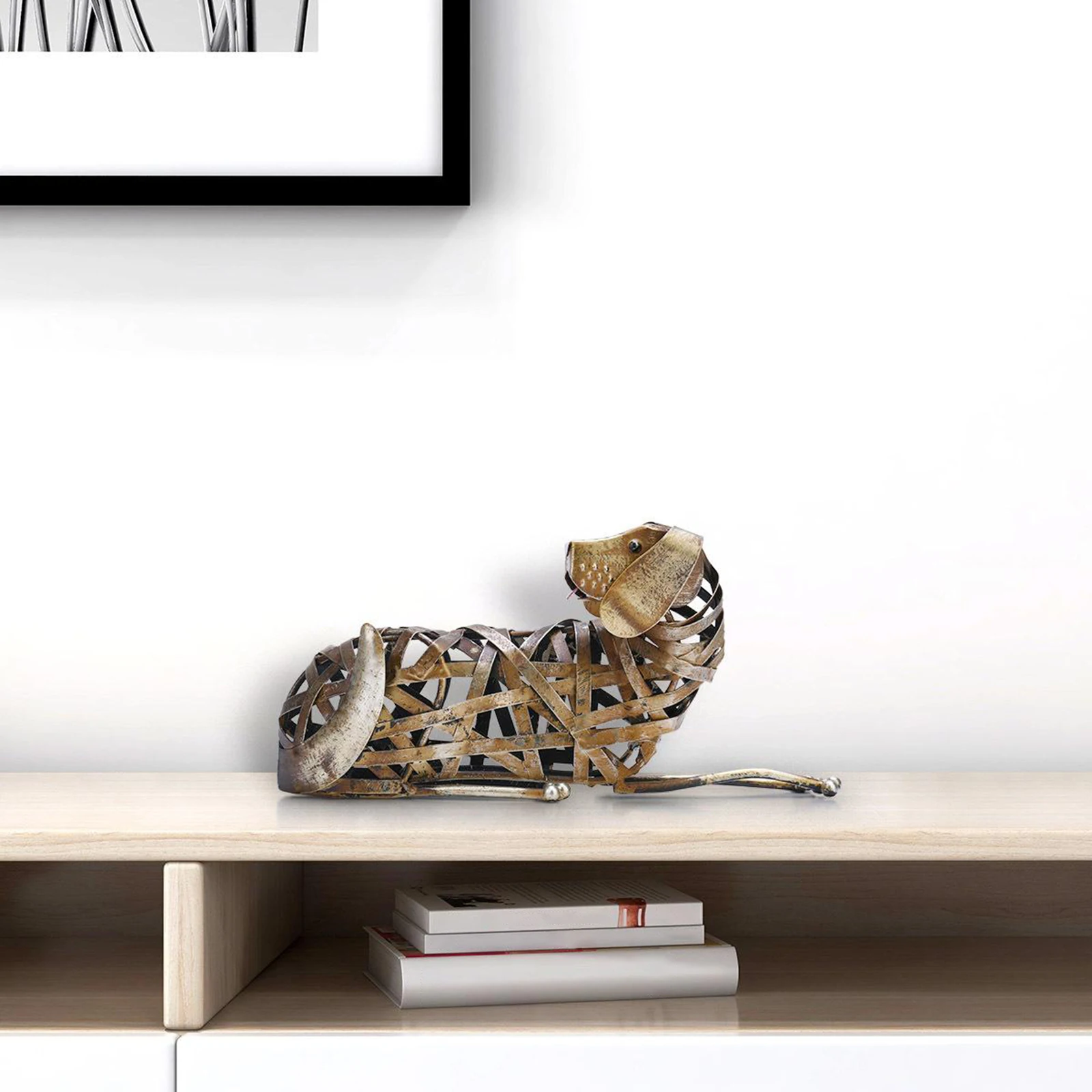 

Metal Braided Dog Sculpture Modern Iron Ornament Creative Braided Figurine Craft Special Animal Styling Home & Desk Decoration