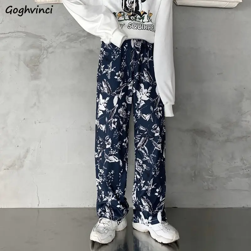 

Floral Pants Women Baggy Casual Retro Comfort Teenagers Boyfriend High Quality Females Mopping Trousers Elastic Waist All-match
