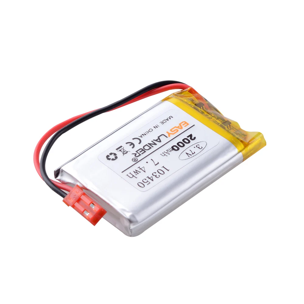 JST разъем 3 7 V 103450 2000mAh литий полимерный ионный аккумулятор для GPS MP3 mp4 Динамик PAD Power