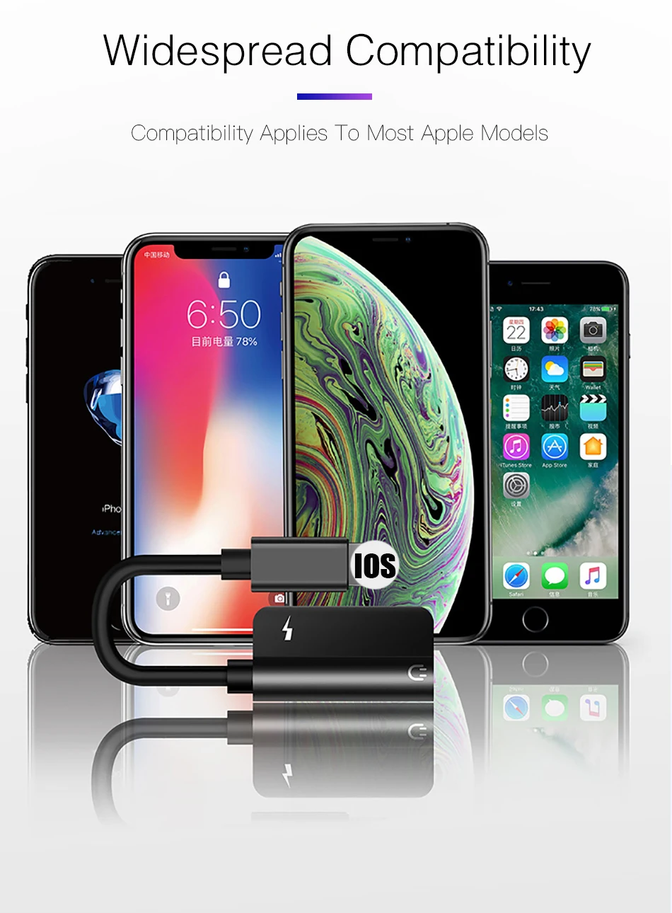 Аудио-адаптер для apple 3,5 мм зарядки для iphone 6 6S X 8 7 Plus XS MAX XR оригинальные науники разветвитель AUX разъем