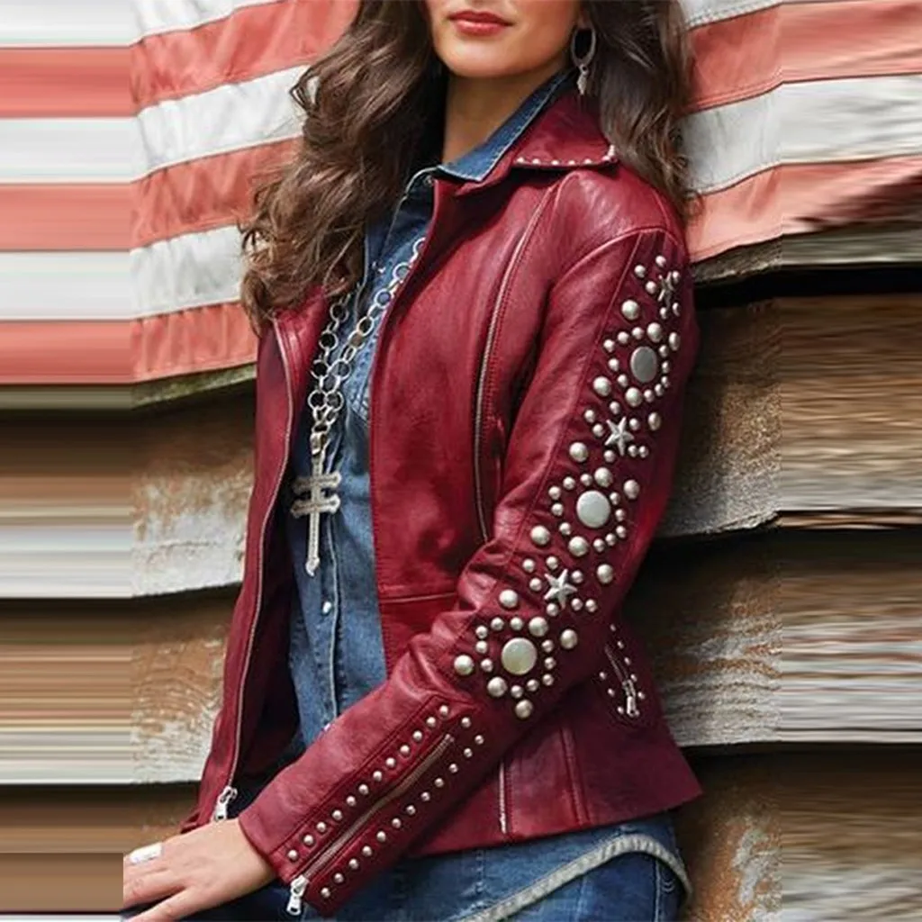 Куртка JAYCOSIN женская из искусственной кожи тонкая однотонная Байкерская верхняя
