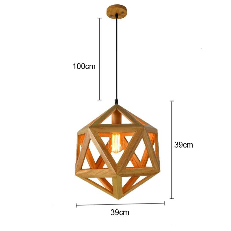 

Modern Nordic Geometric Solid Wood Pendant Lights Home Lamps with E27 Bar Bar Cafe Restaurant LED Bulbs Cord Pendant Yellow AC