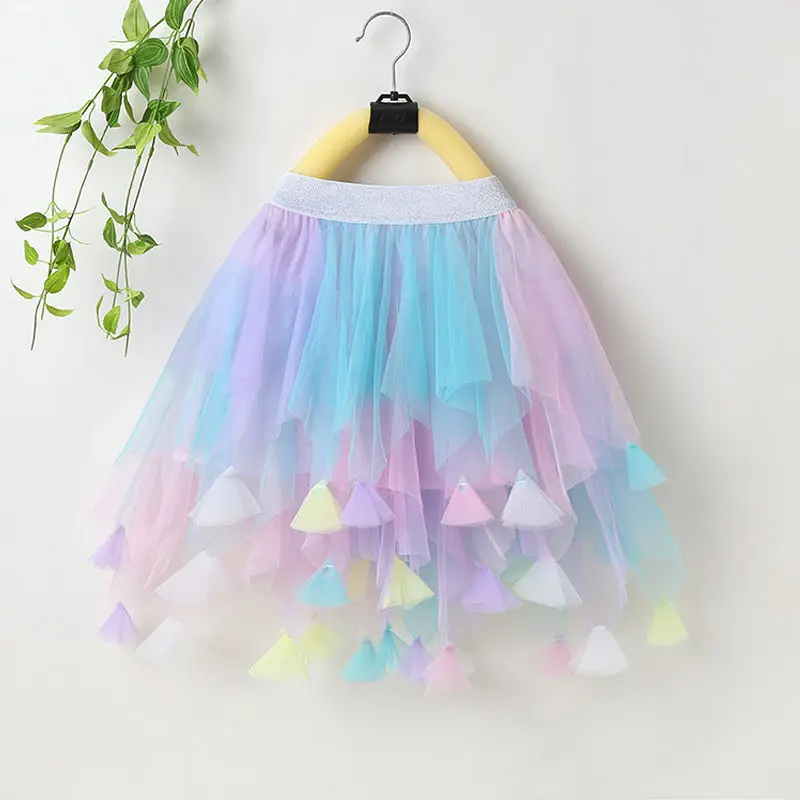 

2021 Summer Girls Tutu Skirts Kids Clothes Layered Skirts Princess Pleated Skirt Mesh Skirt Girls Children Party Clothes W13