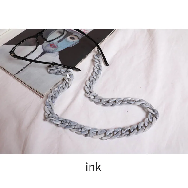 ink 20 цветов модная акриловая конфетная цветная цепочка для очков для чтения для женщин шнуры бисерный шнурок для очков удерживающие ремни цепочка для солнцезащитных очков - Цвет: ink
