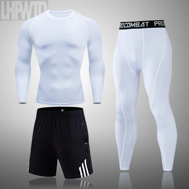 

Men's Compression Sportswear Suits Gym Tights Clothes Workout Jogging Sports Thermal underwear Set Running Tracksuit For Men