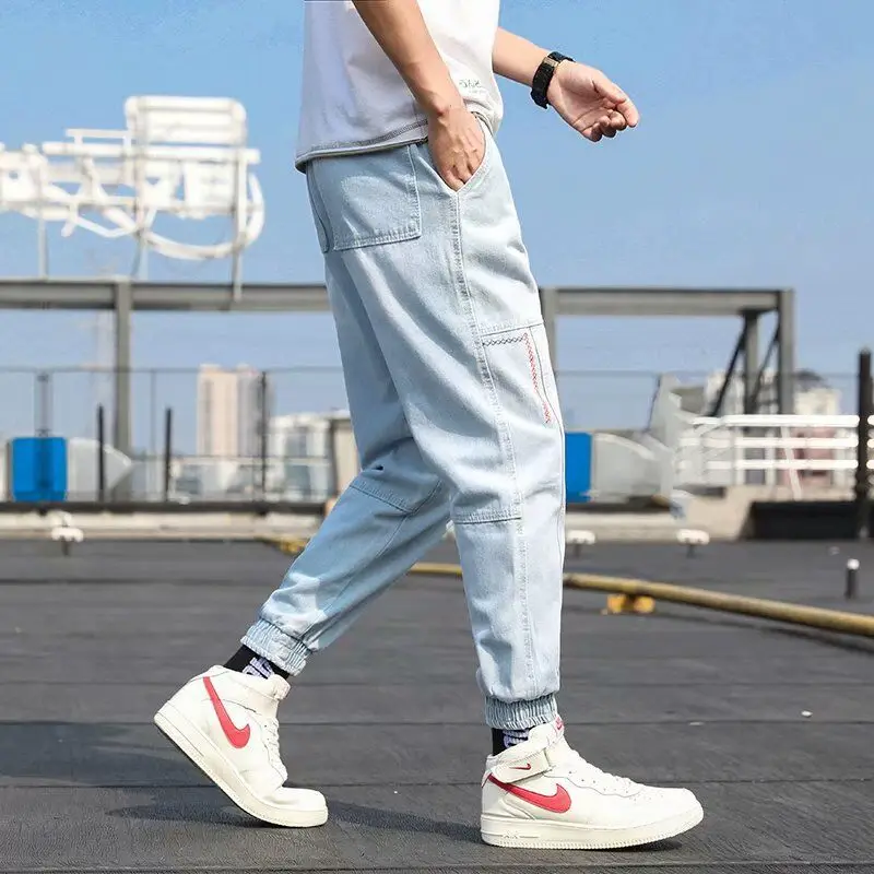 2021 New Streetwear Hip Hop Cargo Pants Men's jeans Cargo Pants Elastic Korean Fashions Harem Pants Casual Sweatpants Men Jogger