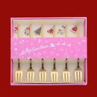 6 шт., новогодние металлические ложки для кофе, вилки, украшения для рождества, украшения для чайной церемонии