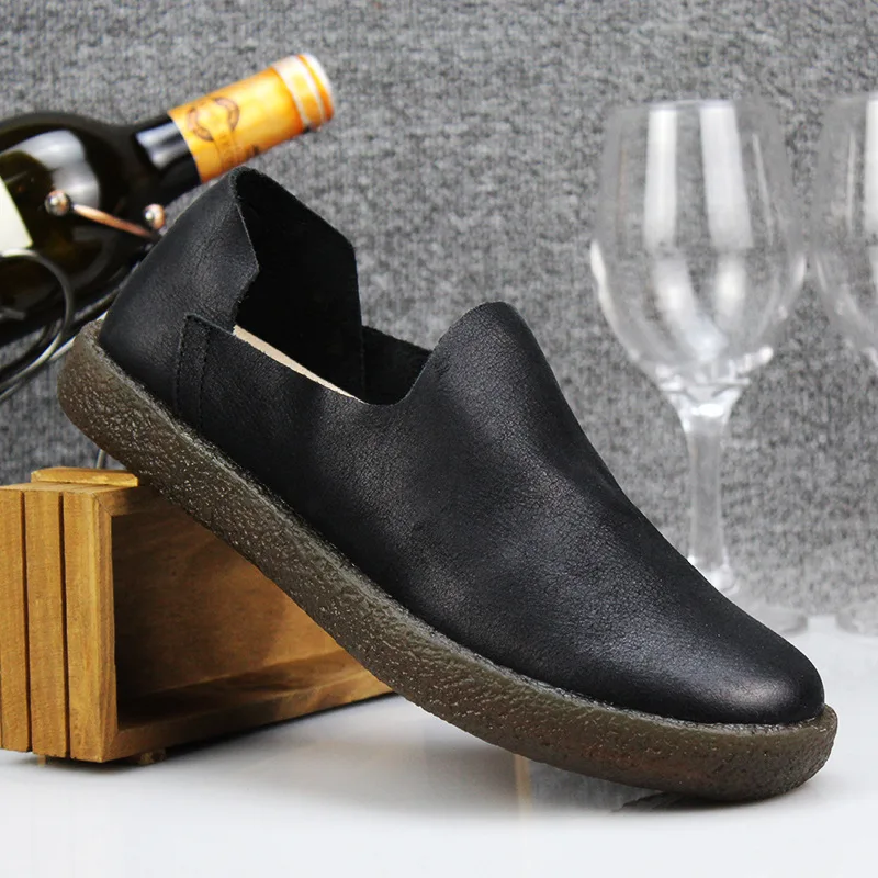 Новинка Мужская обувь из натуральной кожи Слипоны ручной работы на мягкой