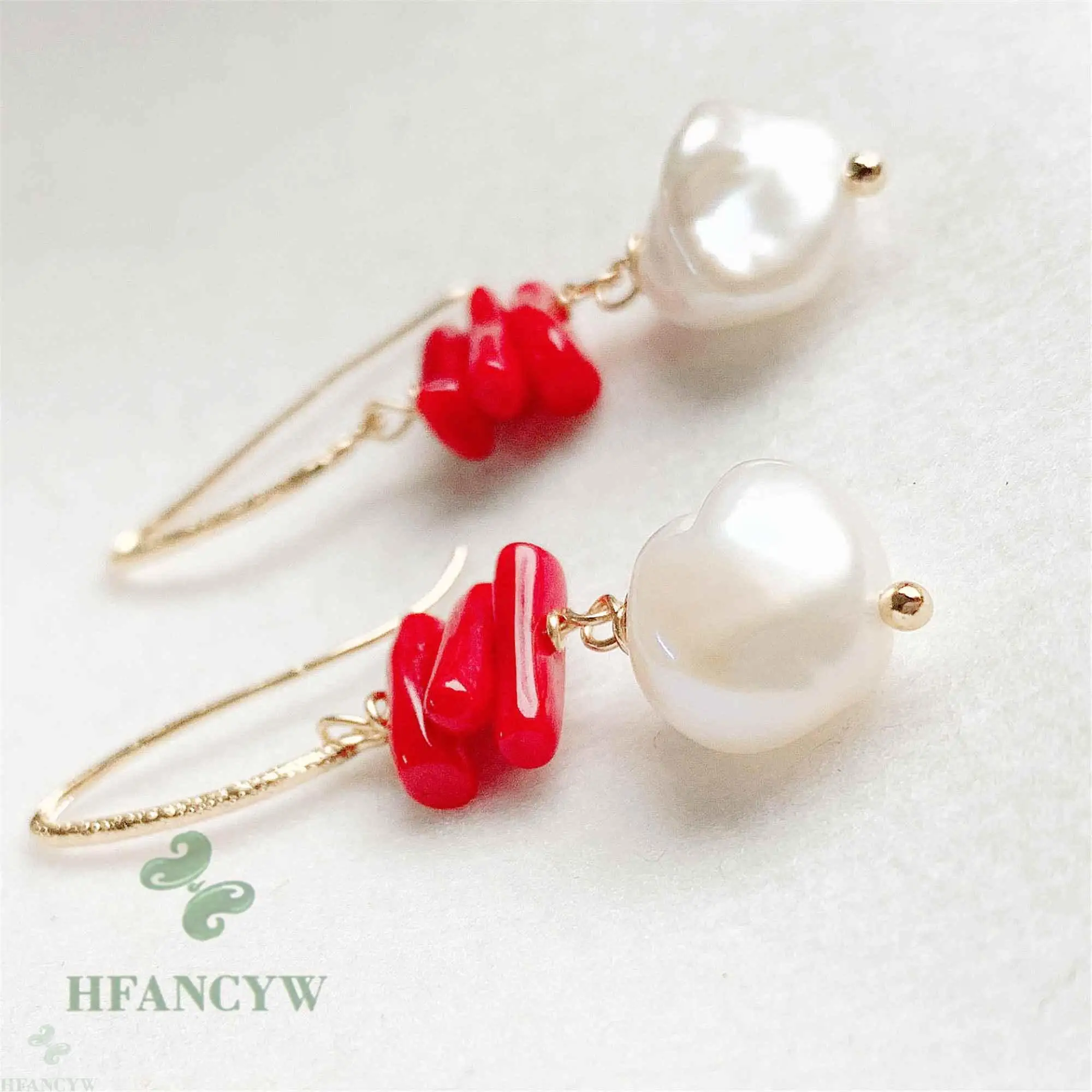 

11-12mm Natural Baroque Freshwater Pearl Earrings Classic Dangle Cultured