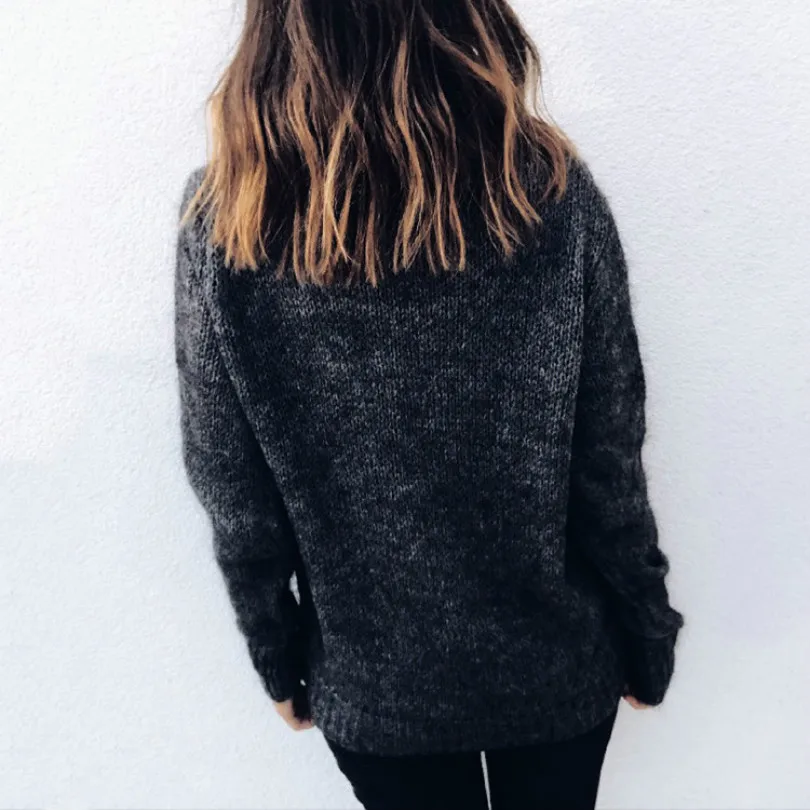 Women Turtleneck Knitted Sweater Warm Autumn Winter Knitwear Plus Size Pink Khaki Black Casual Pullover Tops Plain | Женская одежда