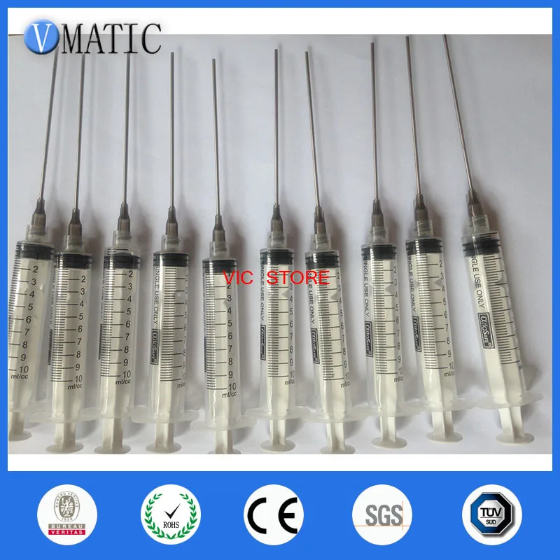 

Free Shipping 10Sets 10Ml/Cc Plastic Syringe 16G Luer Lock Dispensing Needle Tips 9.5Cm Tubing Length