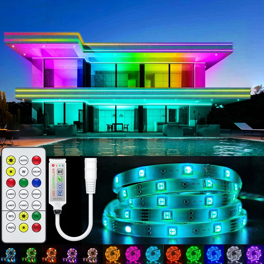 

LED Strip Light 5050 2835 10M 5M Bluetooth LED Room Lights Rgb Leds Tape Diode Ribbon Flexible Room Decoration DC12V Adapter Set