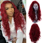 Парик из длинных волнистых синтетических волос Charisma, красный фронтальный парик со средней частью, термостойкие парики без клея для женщин