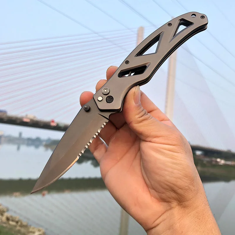 new gerber outdoor folding knife 9 baked steel sawtooth blade camping self defense kitchen fruit appliance sport edc tools free global shipping