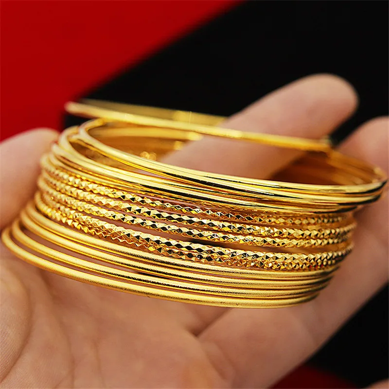 

Yellow Gold Color Bracelet Bangles for Women New Exquisite Stars Meteor Shower Bracelet fashion solid wedding Jewelry Gifts