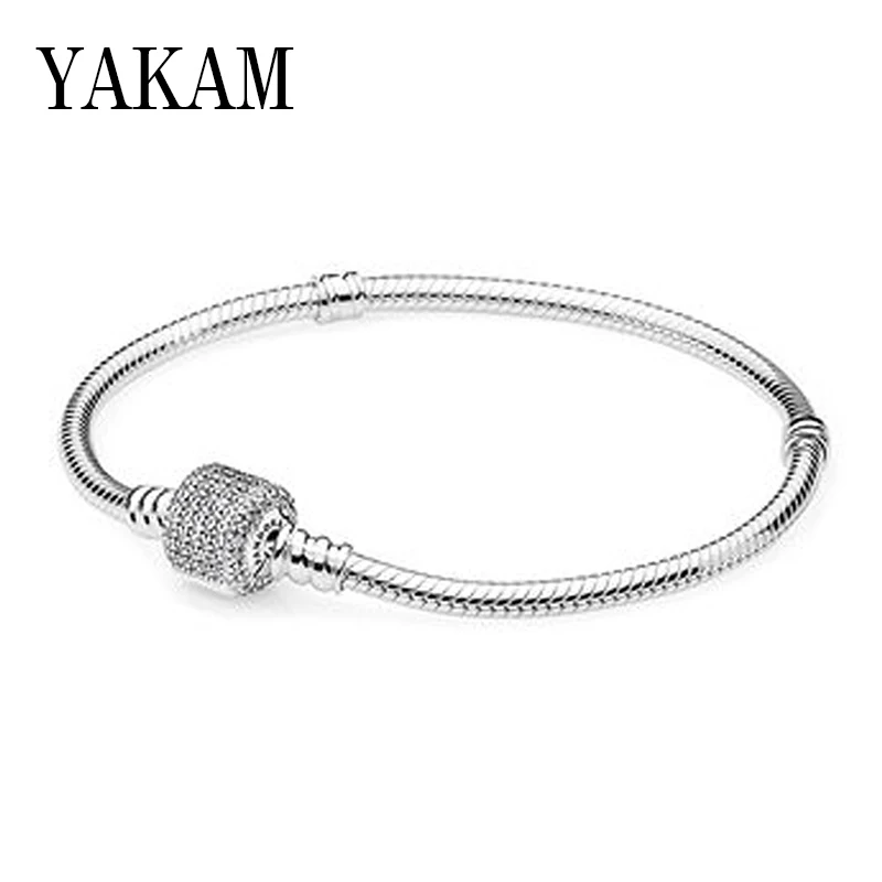 Базовая цепочка в виде змеи, pulsera, mary poppins, подходит для оригинала pandora, очаровательный браслет, бисер, сделай сам, браслет для женщин, модное ювелирное изделие, berloque