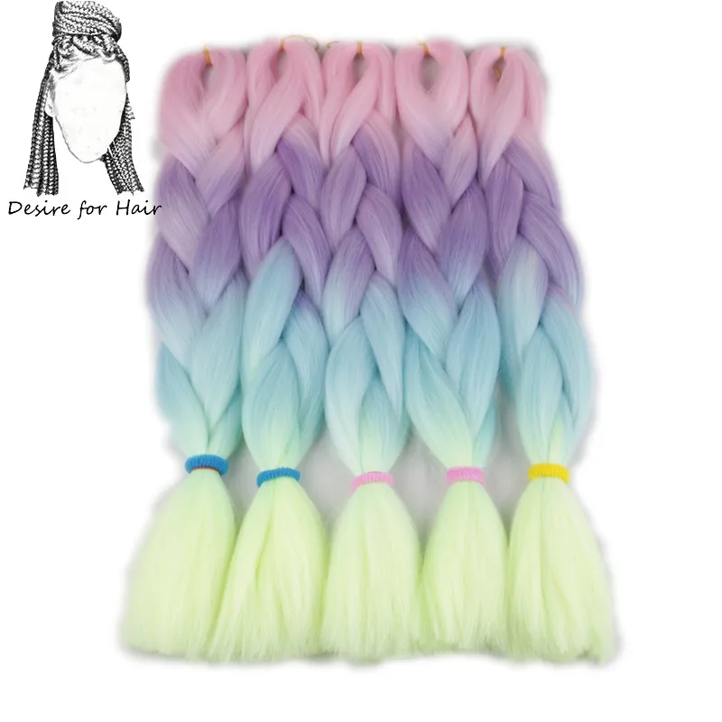 Desire for hair, 1 упаковка, 24 дюйма, 100 г, синтетические огромные косички, цвет Омбре, черный, серый, бордовый, косички для наращивания волос - Цвет: 2/613