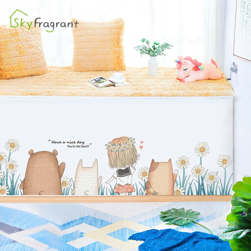 

Cartoon Animal Skirting Wall Stickers For Kids Room Living Room Sofa Background Wall Decoration Home Decor Self-adhesive Sticker
