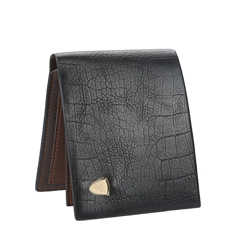 Мужской кожаный кошелек брендовый держатель для карт мужской черный коричневый