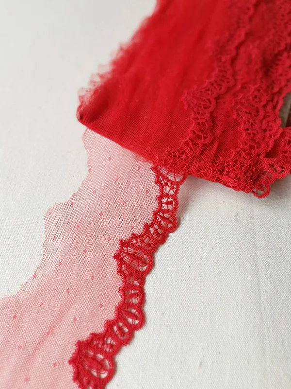

3Meters Red Flower Embroidered Lace Fabric Trim Ribbons DIY Sewing Handmade Material 8cm New Arrivals
