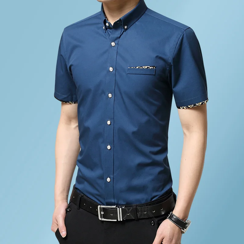 

Рубашка мужская с коротким рукавом, деловая Повседневная, не требует глажки, формальная приталенная, белая