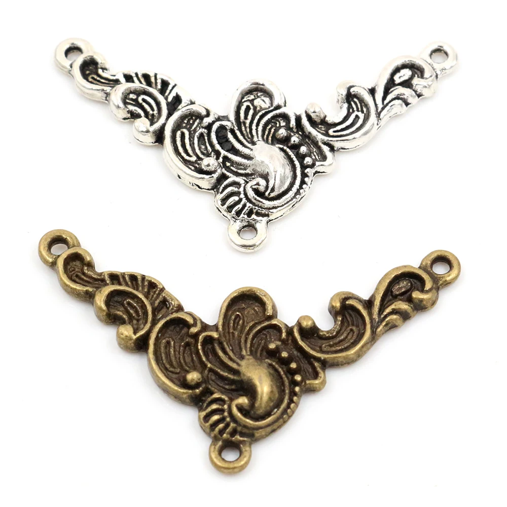 42x25 мм 5 шт. античное посеребренное бронзовое покрытие в форме цветка Разъем Подвески ручной работы Подвеска: сделай сам для браслета ожерелье